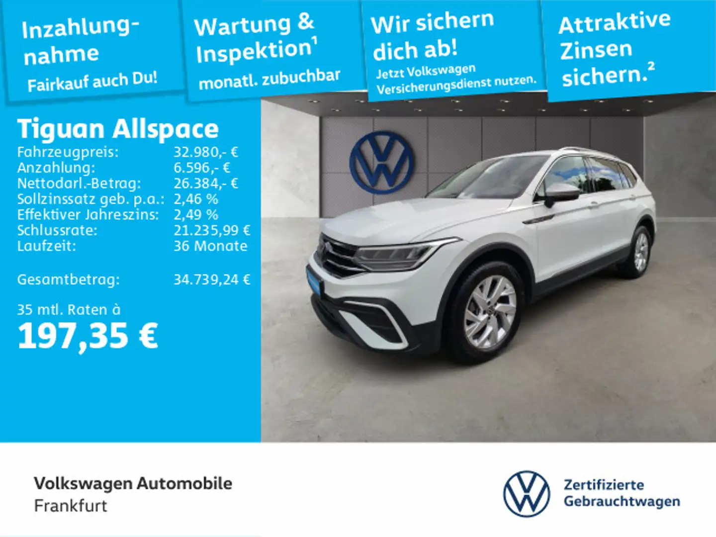 Volkswagen Tiguan Allspace 1.5 TSI ACT Life Navi AHK Spurha Weiß - 1