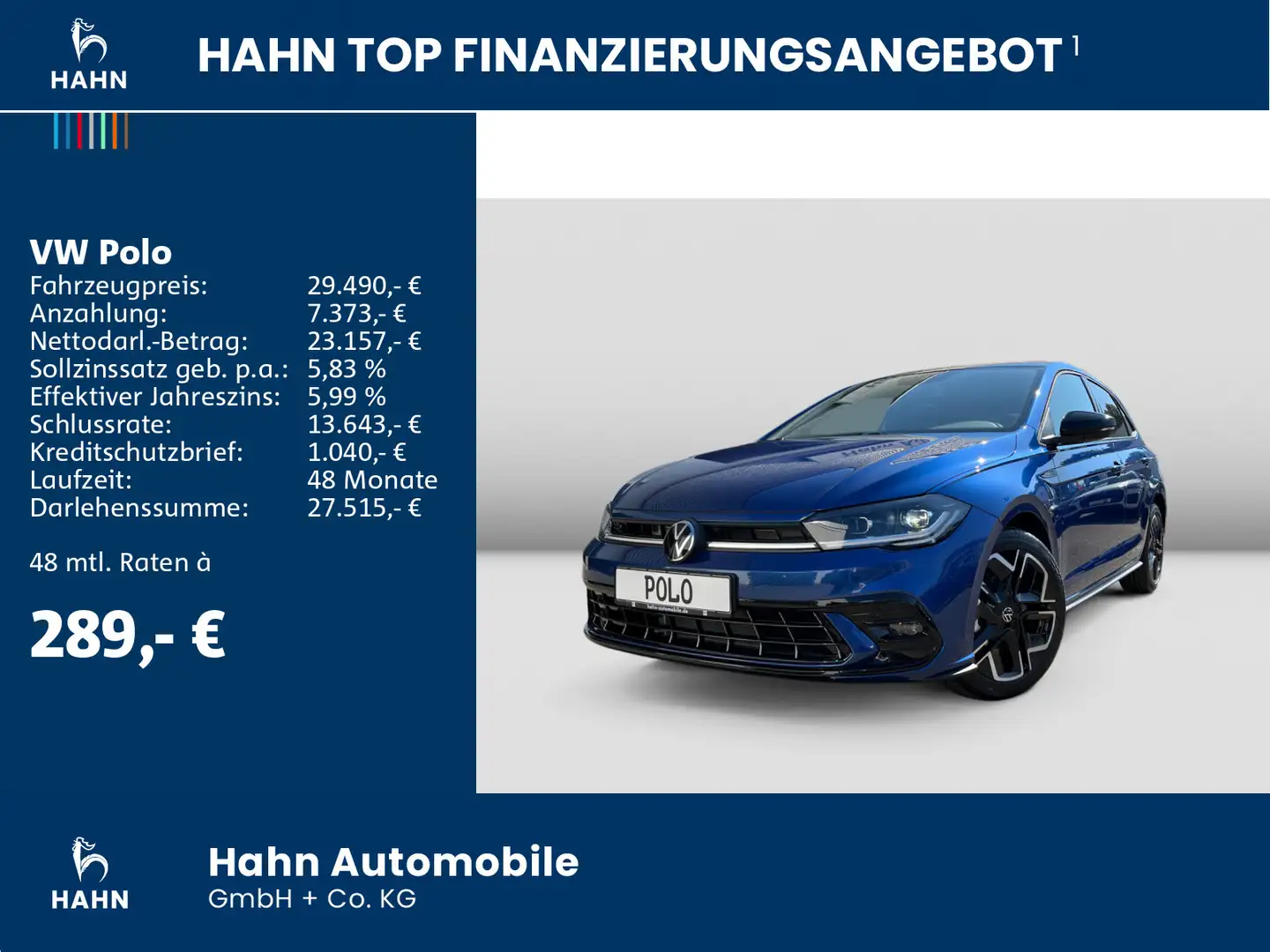Volkswagen Polo R-Line 1,0TSI DSG IQ.DRIVE IQ.LIGHT KAM ACC Blau - 2