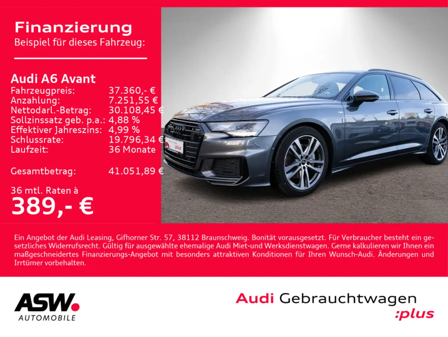 Audi A6 S line 45TDI quattr Stron LED Navi PANO Grau - 1