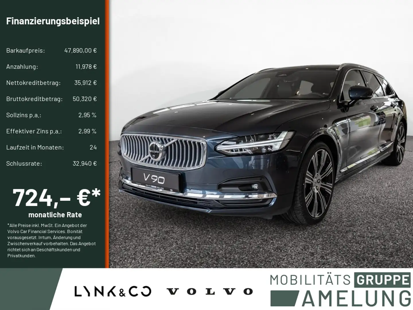 Volvo V90 B4 Ultimate Bright NAVI LED HUD 360° PANO Azul - 1