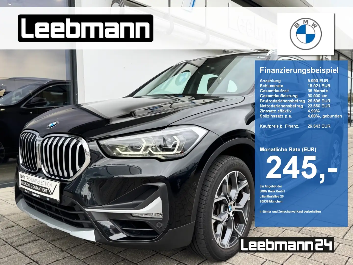 BMW X1 sDrive20i xLine AHK/LED/NAVI 2 JAHRE GARANTIE Noir - 1