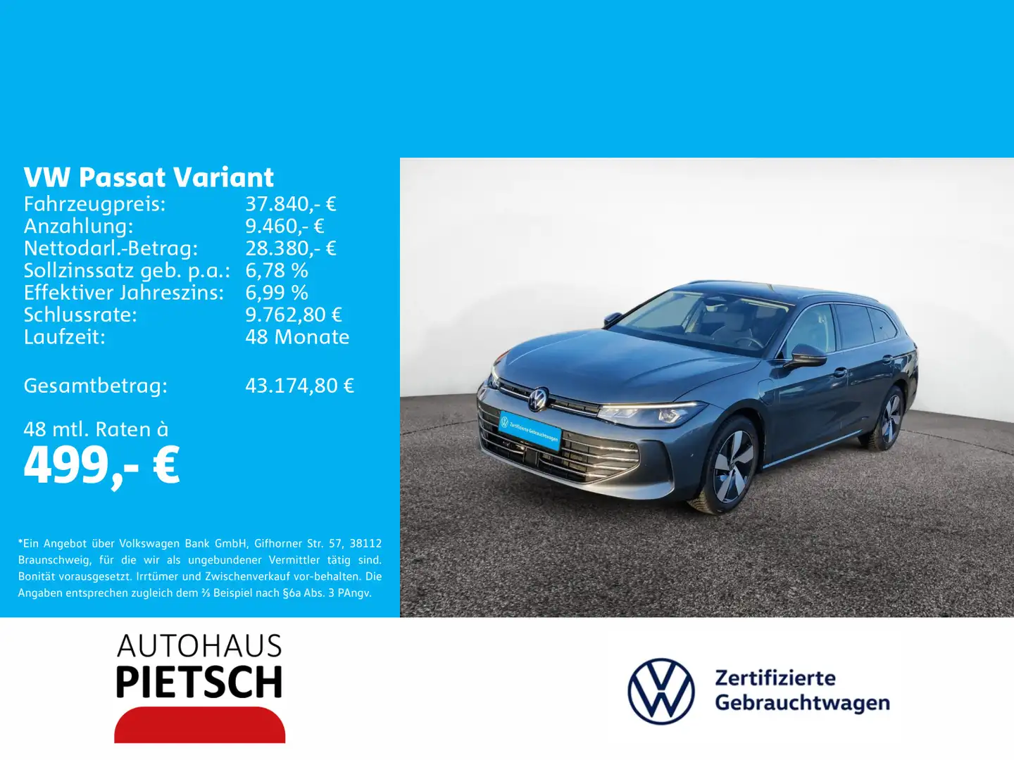 Volkswagen Passat Variant 1.5 TSI eHybrid Business Grau - 1