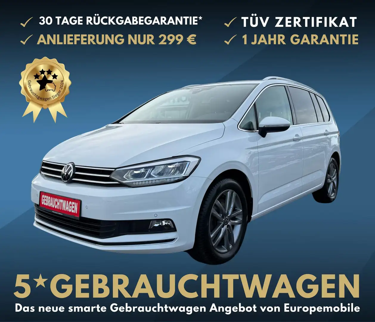 Volkswagen Touran Highline 1.5 TSI 150 DSG |LED|NAV|VIRTUAL|EASY-... Weiß - 1
