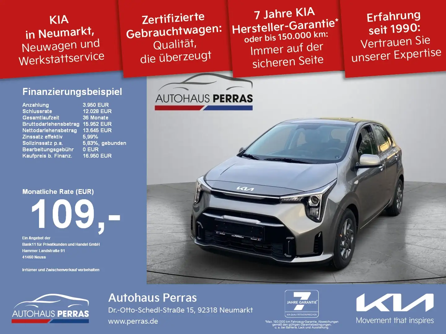 Kia Picanto PE2 1.0 GDI MT Vision, Sitzheizung LM+PDC+SpurH Grau - 1