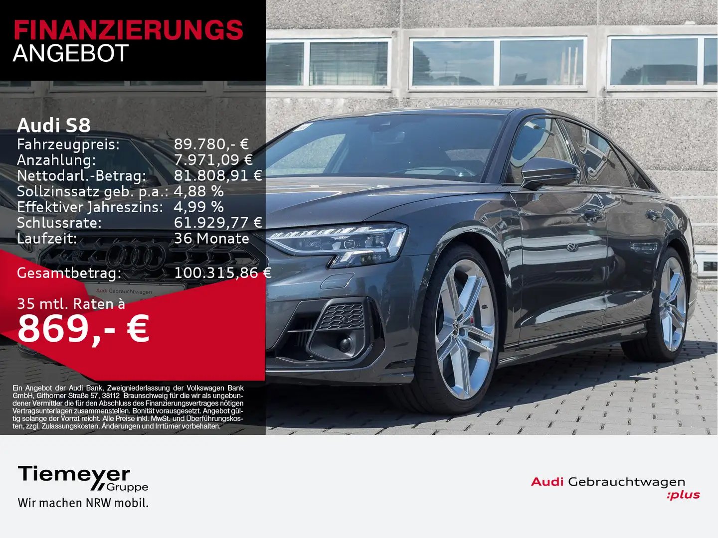 Audi S8 TFSI Q MATRIX NAVI+ PANO LEDER LM21 Grau - 1