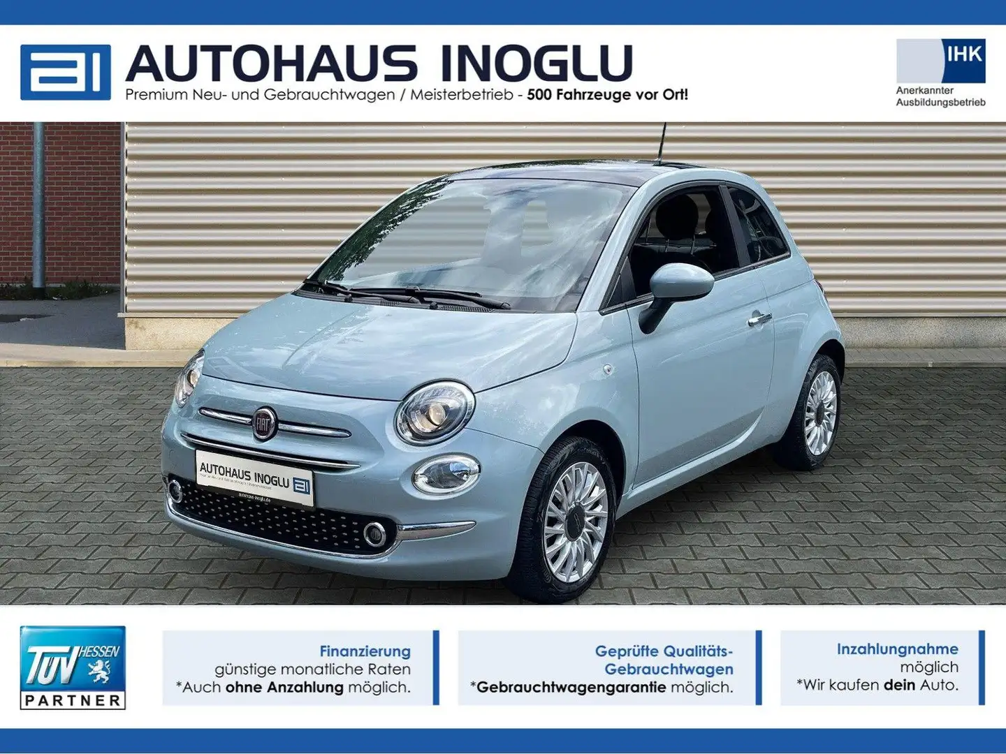 Fiat 500 1.0 Hybrid Dolcevita UConnect+Navi+Pano+PDC+ Grün - 1