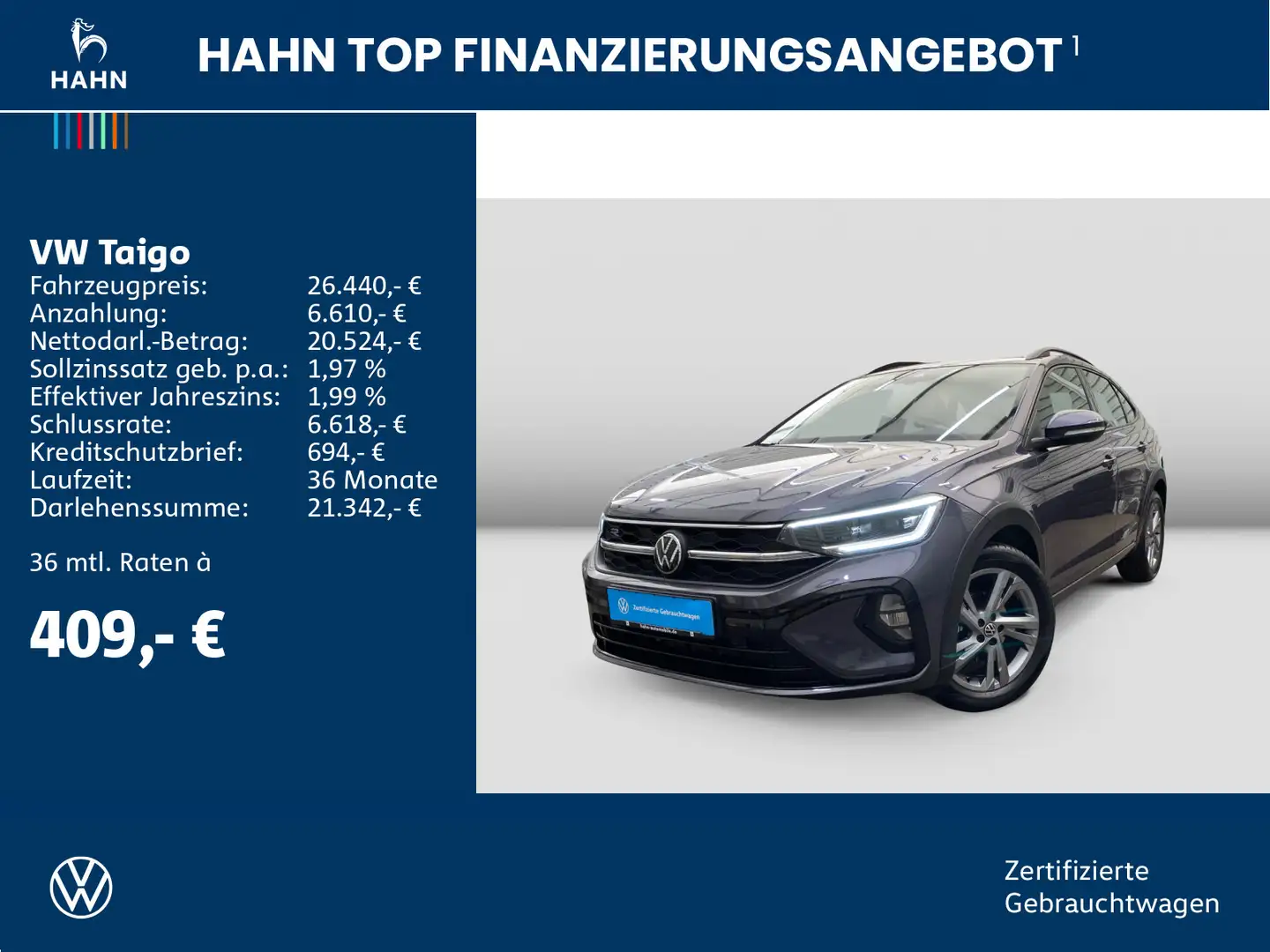 Volkswagen Taigo 1.0TSI DSG R-Line Matrix Navi Virtual ACC Grau - 2