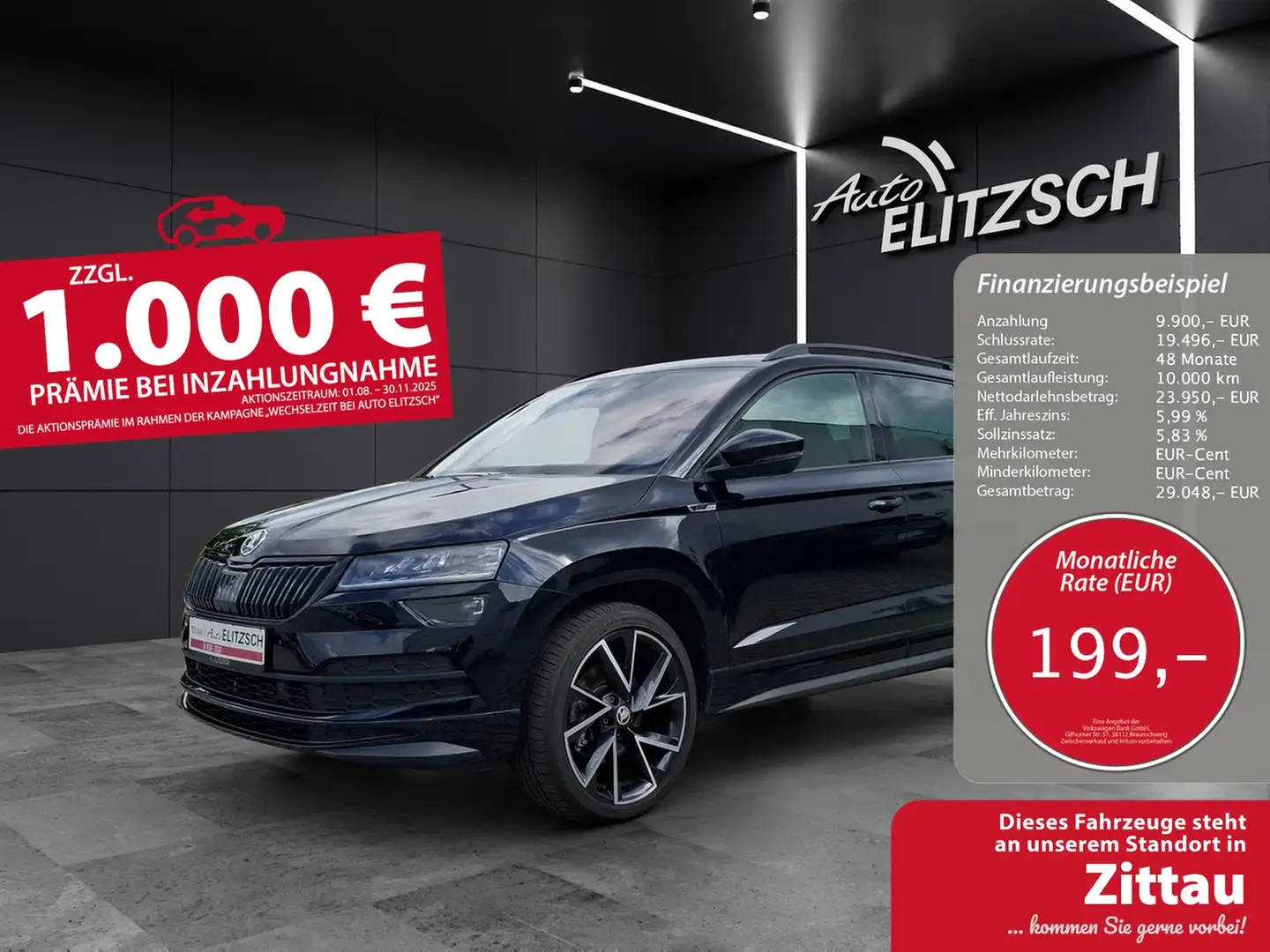 Skoda Karoq TSI Sportline DSG 4x4 LED AHK Navi PANO ACC RFK... Schwarz - 1