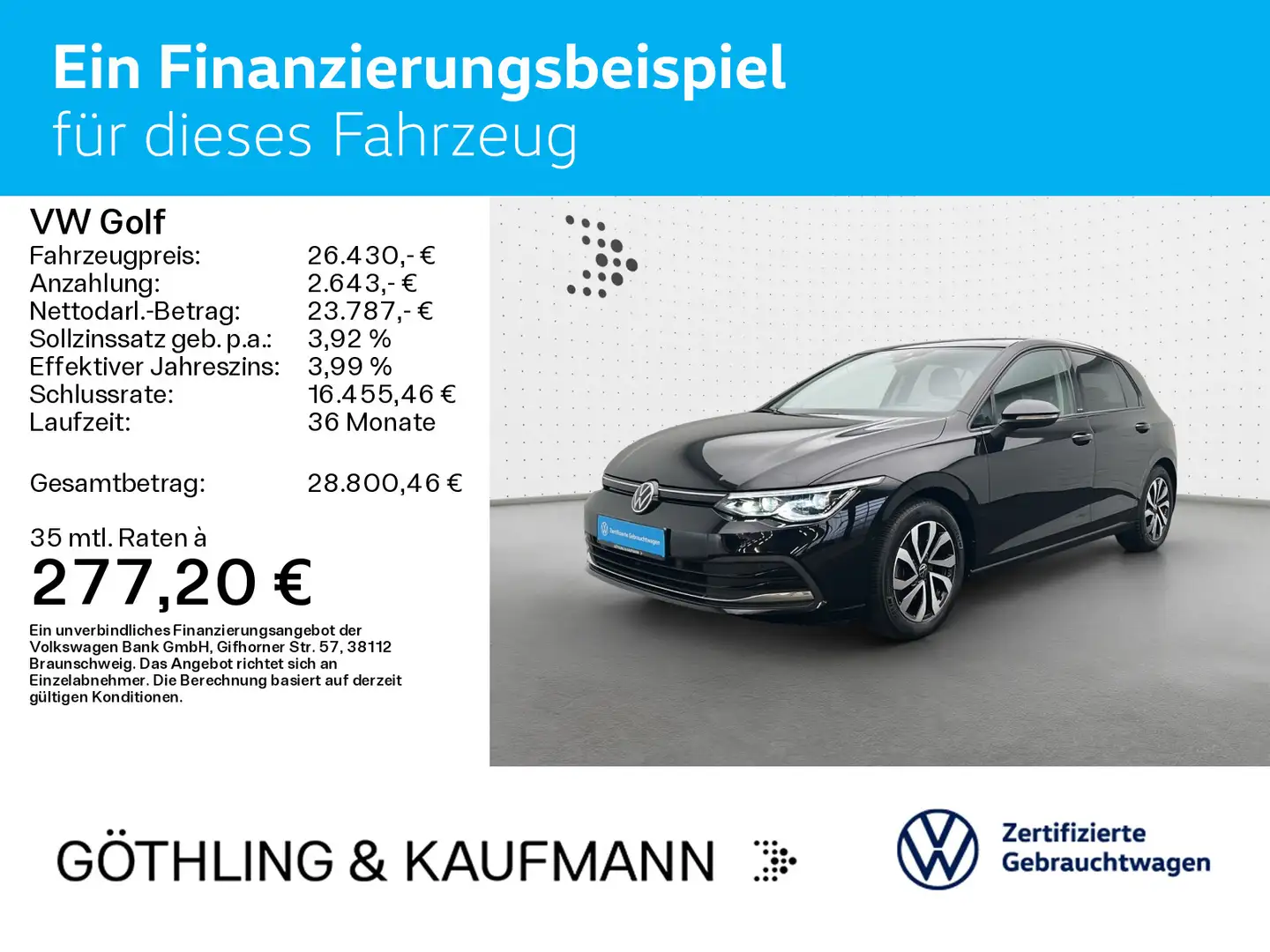 Volkswagen Golf ACTIVE 2.0TDI DSG*NAVI*PANO*AHK*KAM*HUD*AC Schwarz - 2