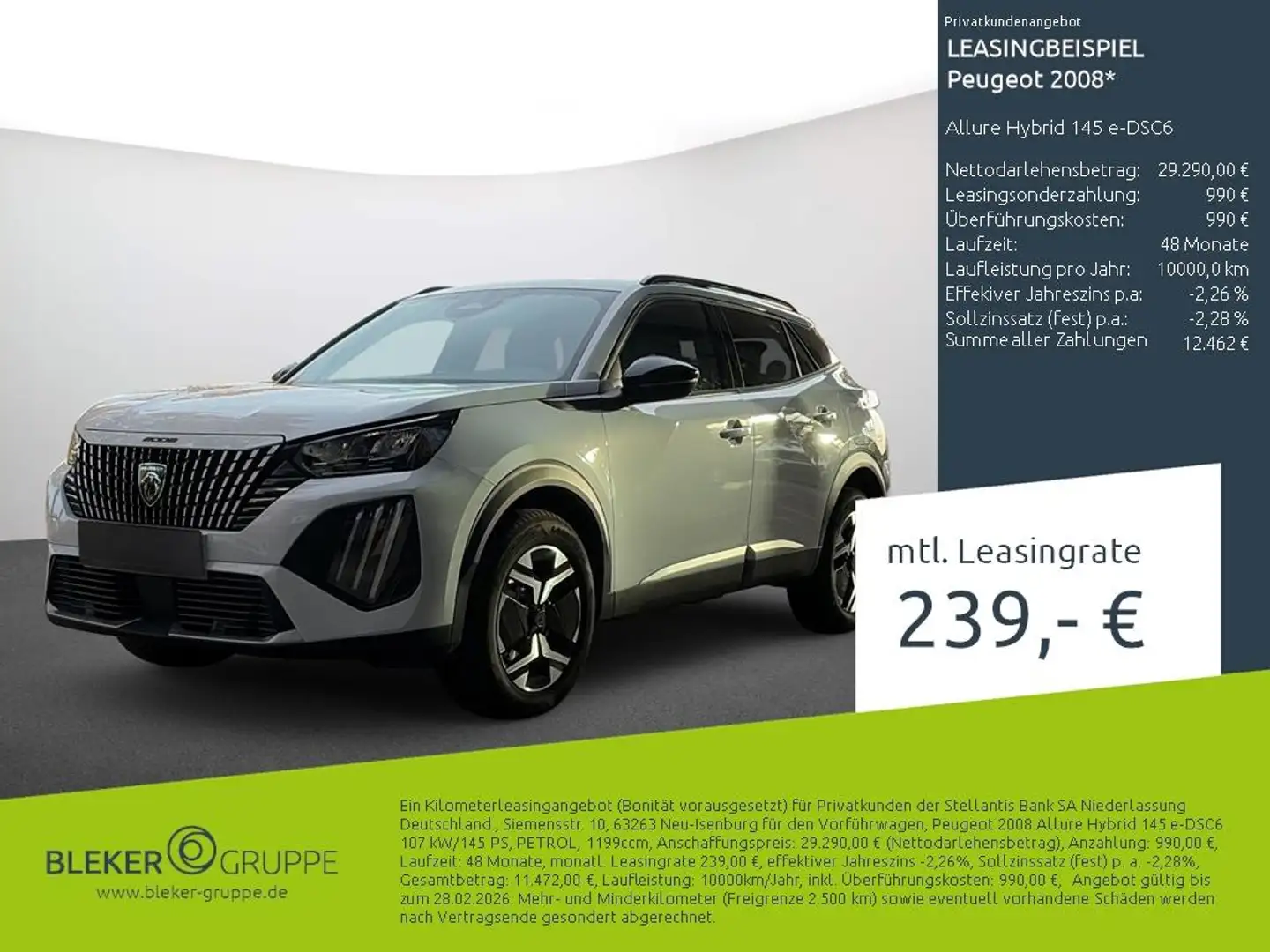 Peugeot 2008 Allure Hybrid 145 e-DSC6 Weiß - 1