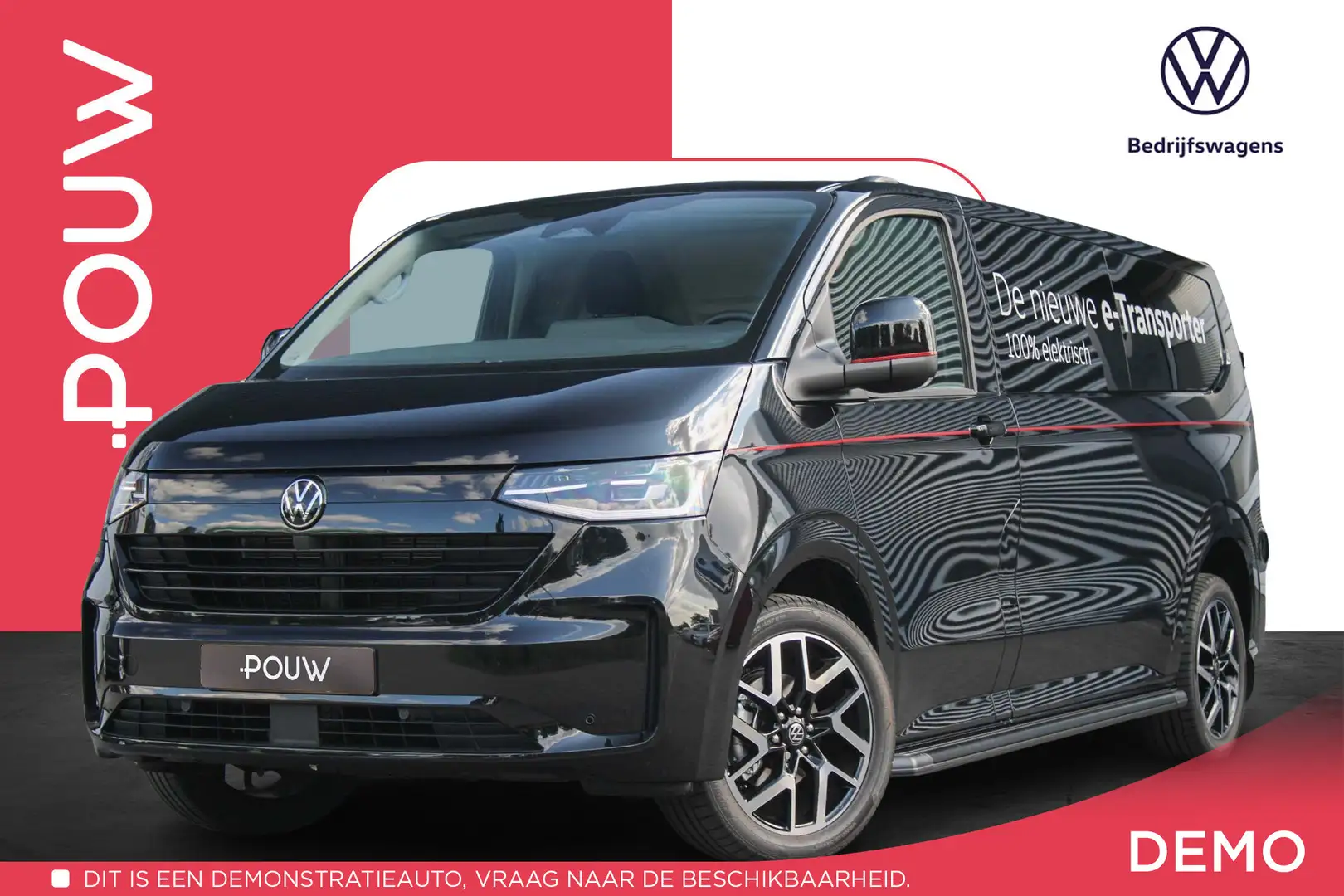 Volkswagen Transporter e-Transporter 286pk 32 L2H1 Style 64 kWh | Trekhaa Zwart - 1