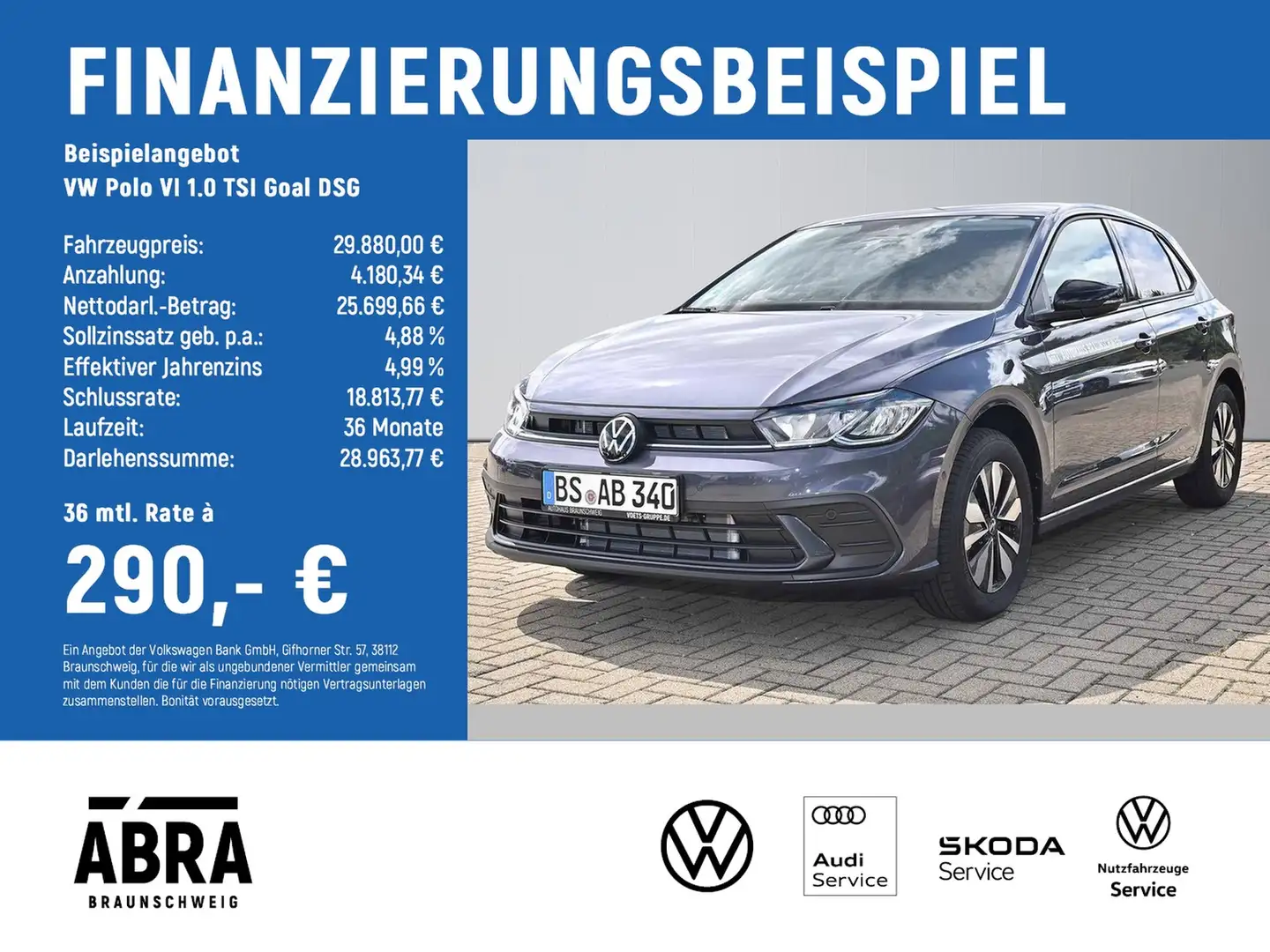 Volkswagen Polo VI 1.0 TSI Goal DSG LED+NAV+CAM+ACC Grau - 2