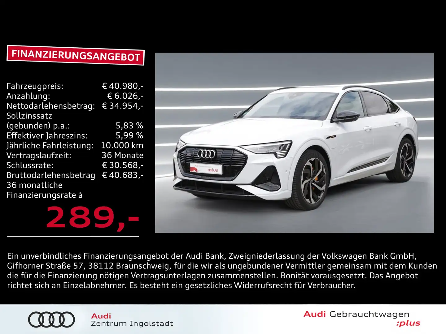 Audi e-tron Sportback 55 qu 2x S line MATRIX Pano 21" Weiß - 1