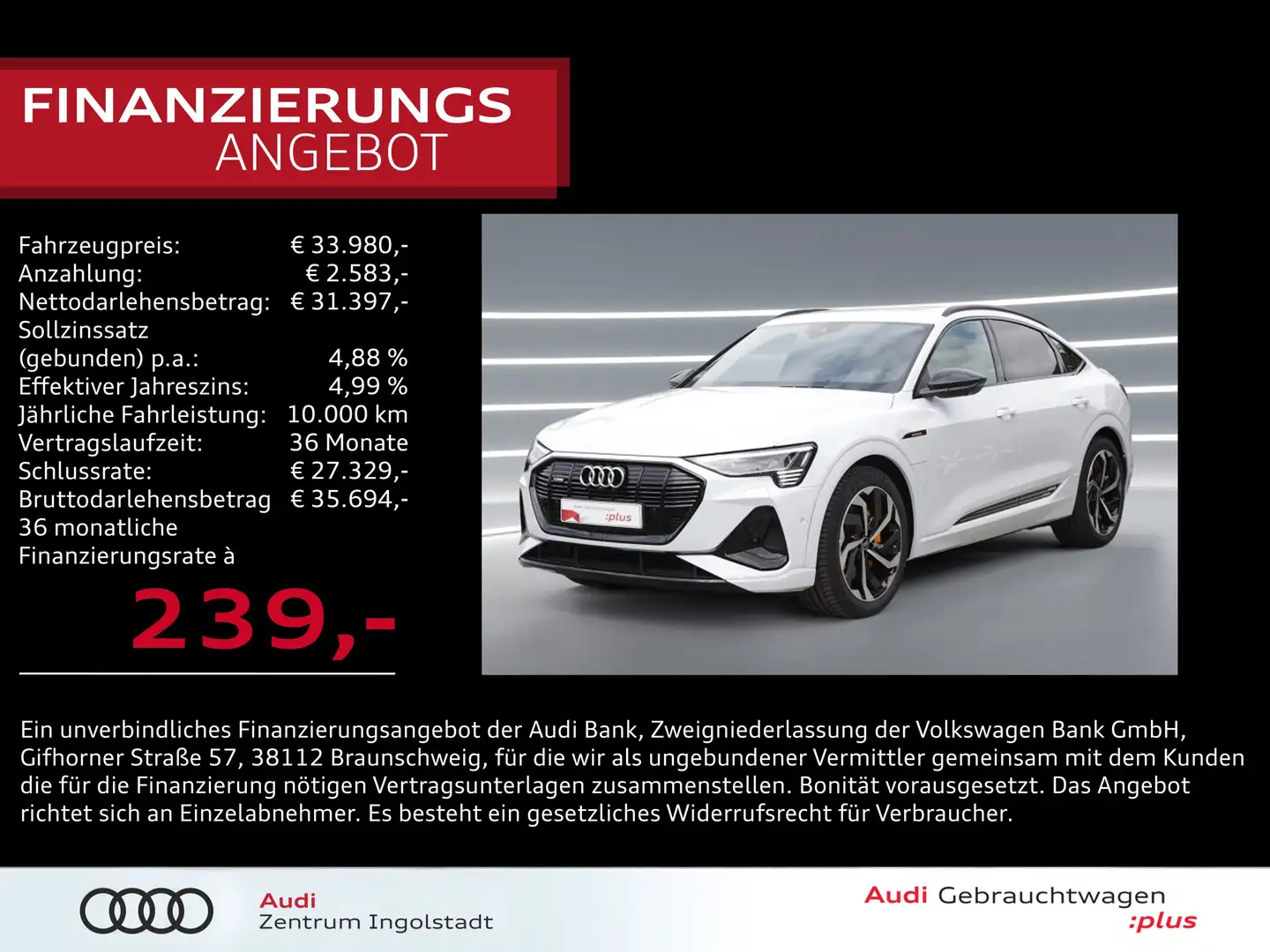 Audi e-tron Sportback 55 qu 2x S line MATRIX Pano 21" S line Fehér - 1