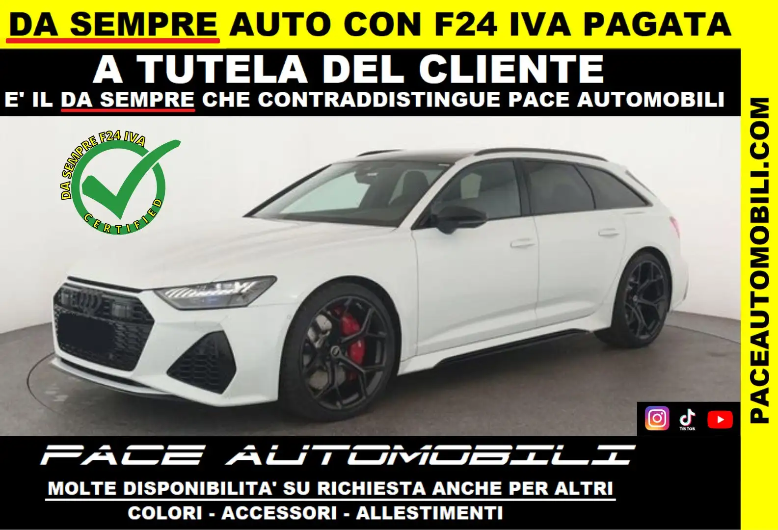 Audi RS6 DYNAMIC PLUS PERFORMANCE B&O 305 KM/H BLACK PACK Bianco - 1