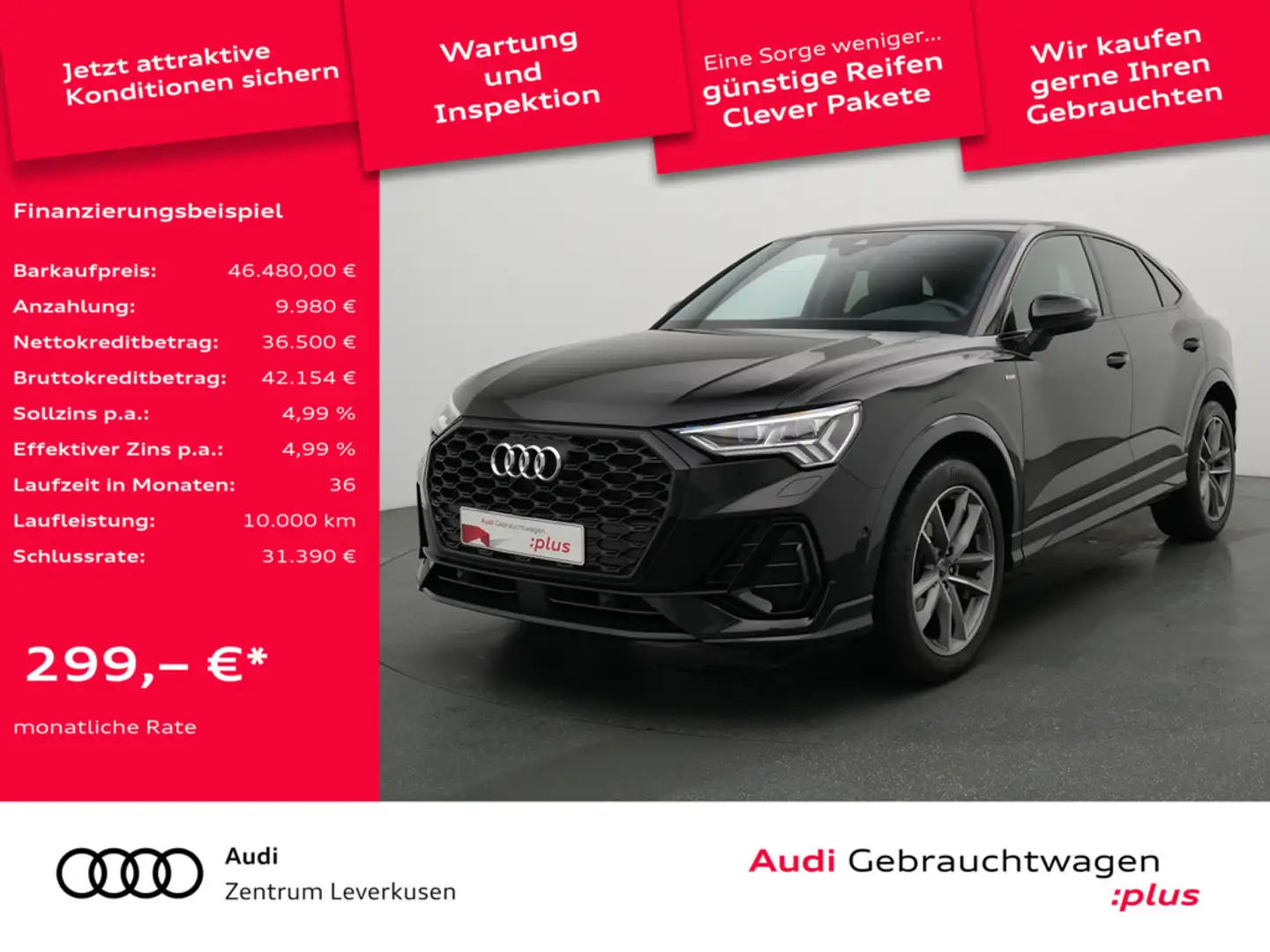 Audi Q3 Sportback S line S-TRON PANO AHK ACC LEDER Schwarz - 1