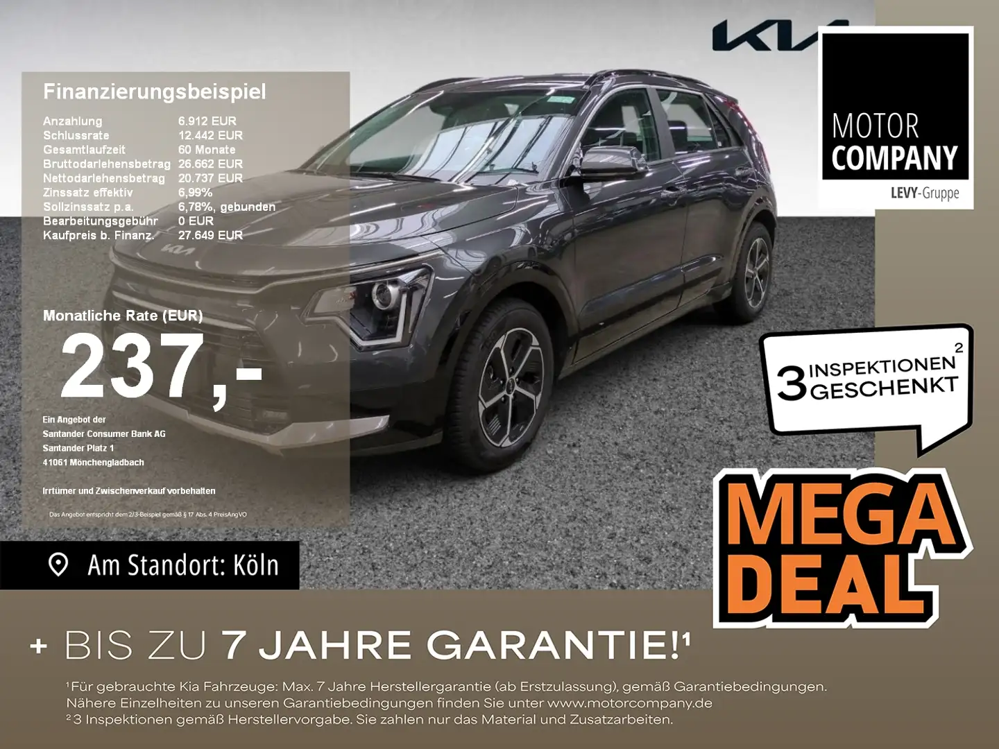 Kia Niro 1.6 Vision +MY25+Allwetter+Navi+R.Kamera+PDC Grijs - 1