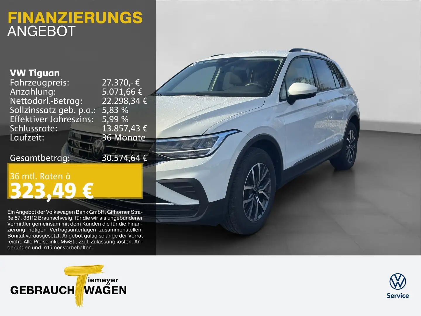 Volkswagen Tiguan 2.0 TDI DSG LIFE LED AHK KAMERA NAVI Weiß - 1