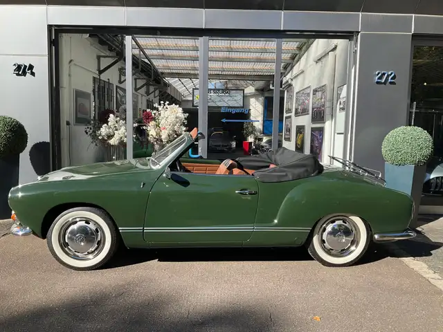 Volkswagen Karmann Ghia Cabriolet 1. Serie L61K Fichten Grün ORIGINAL Farbe full leather brown