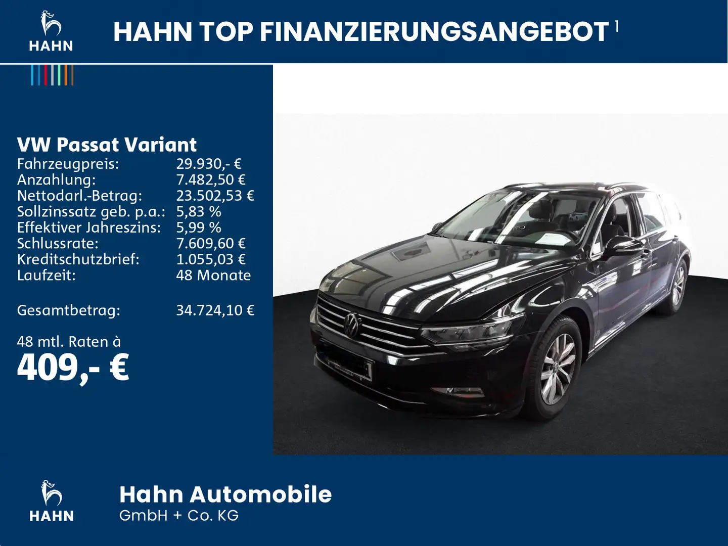 Volkswagen Passat Variant 2.0TDI DSG Business AHK LED CAM Schwarz - 2
