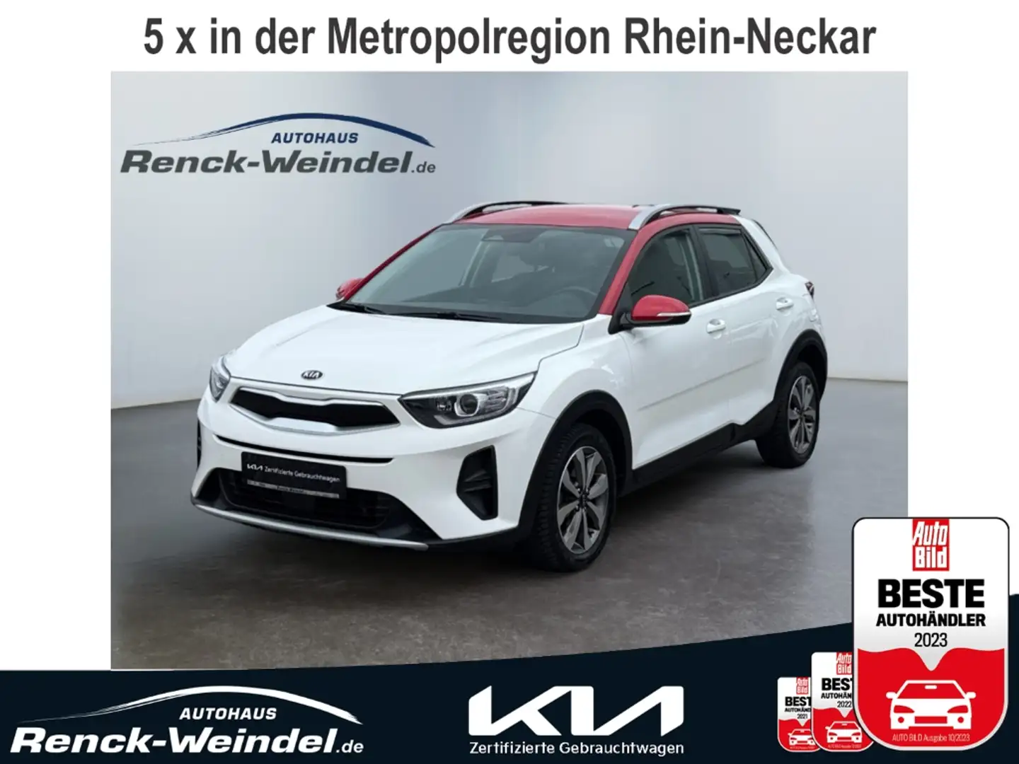 Kia Stonic Vision 1.0 T-GDI Navi Klima Rückfahrkam. PDC BT Ap Weiß - 1