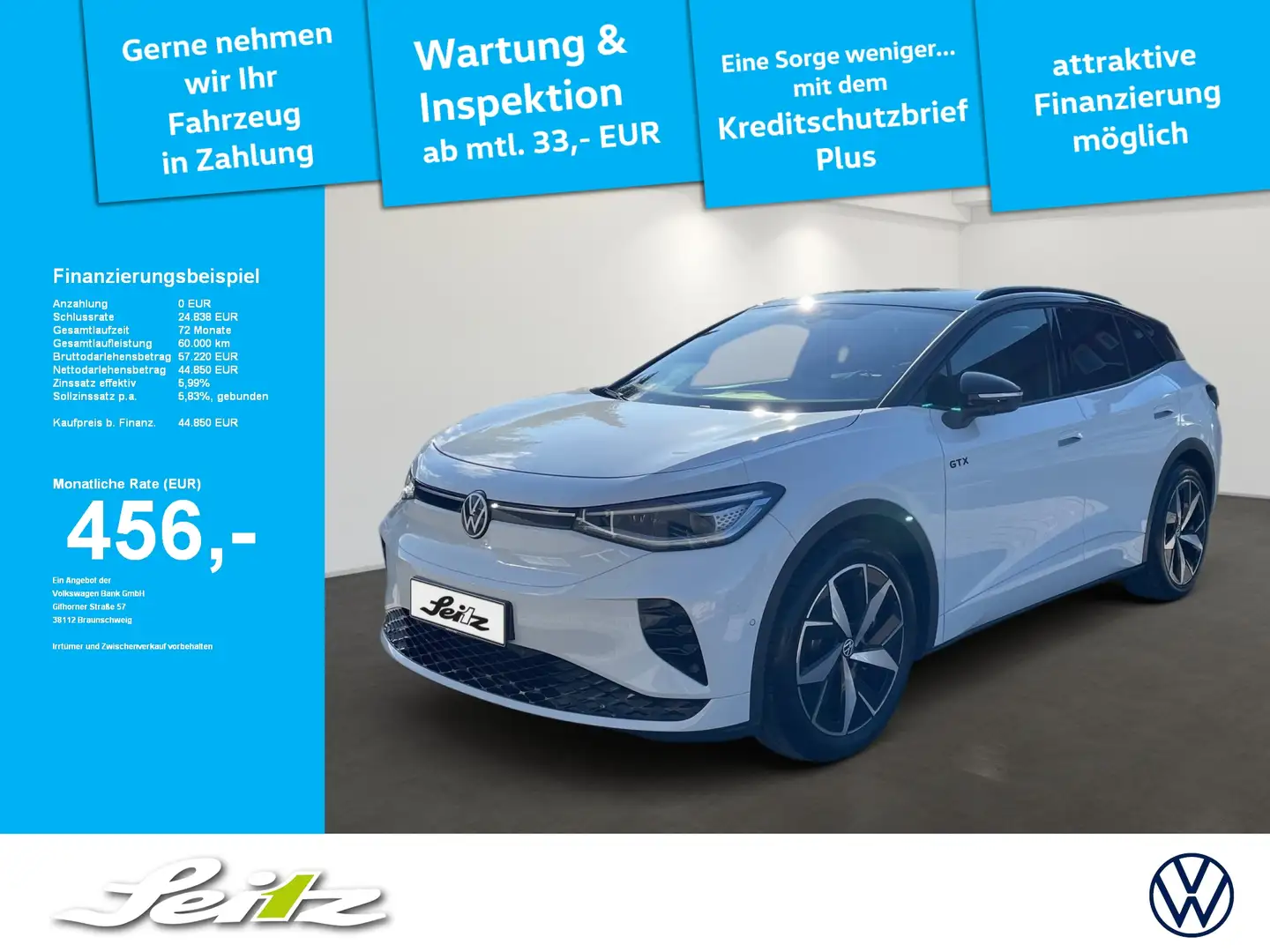Volkswagen ID.4 4-Motion GTX 82kwh *AHK*HEAD-UP*HARMAN*MATRIX*KAME Blanc - 1