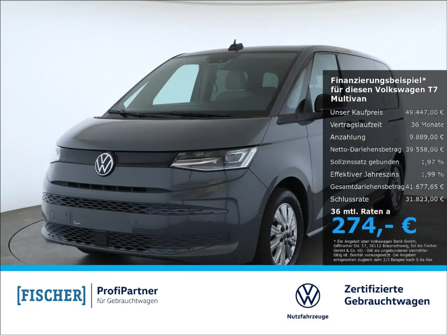 Volkswagen T7 Multivan 2.0TDI DSG kurz KÜ Matrix SHZ Rear View PDC Gris - 1
