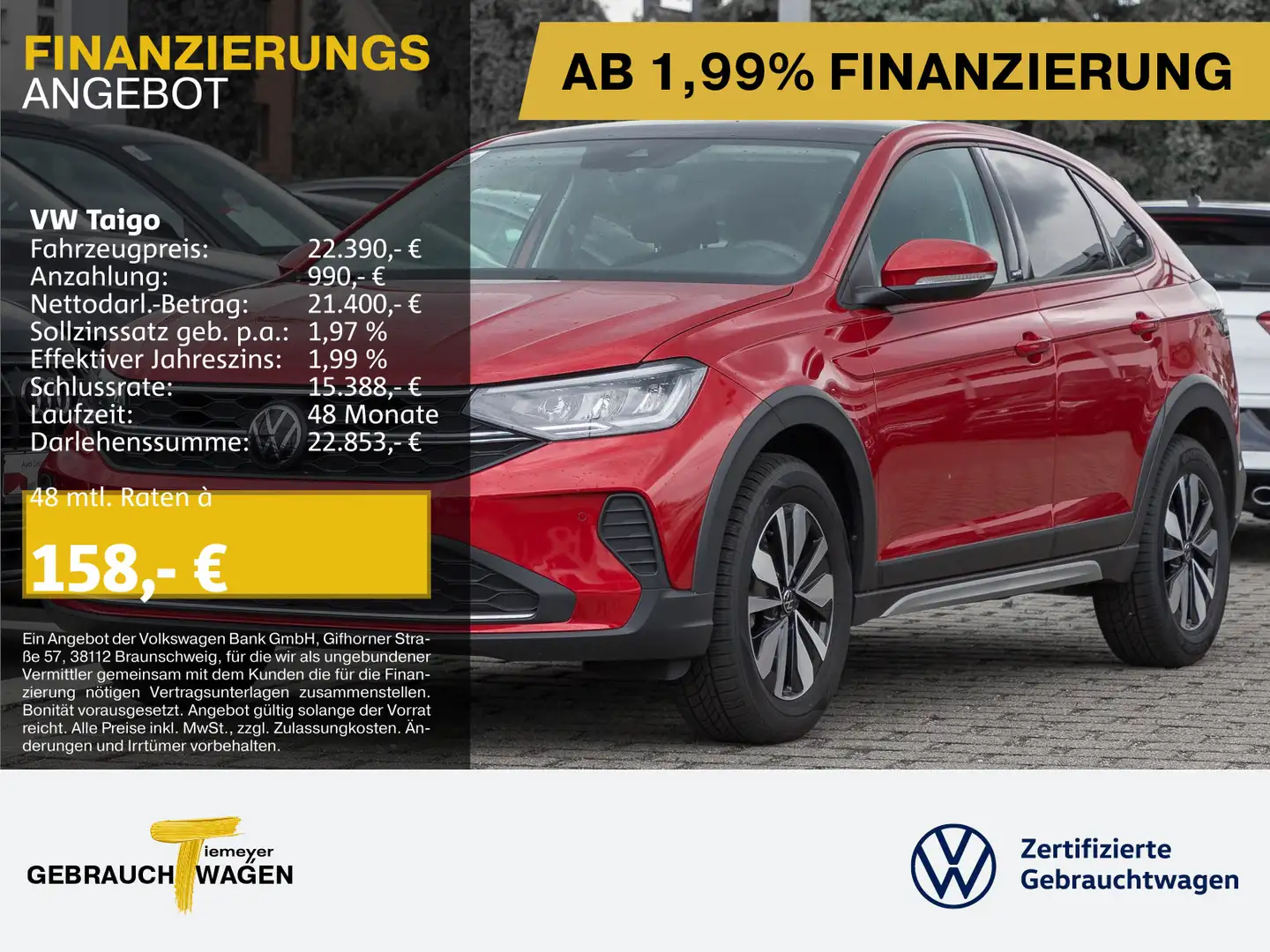 Volkswagen Taigo 1.0 TSI MOVE PANO KAMERA LM16 Rot - 1
