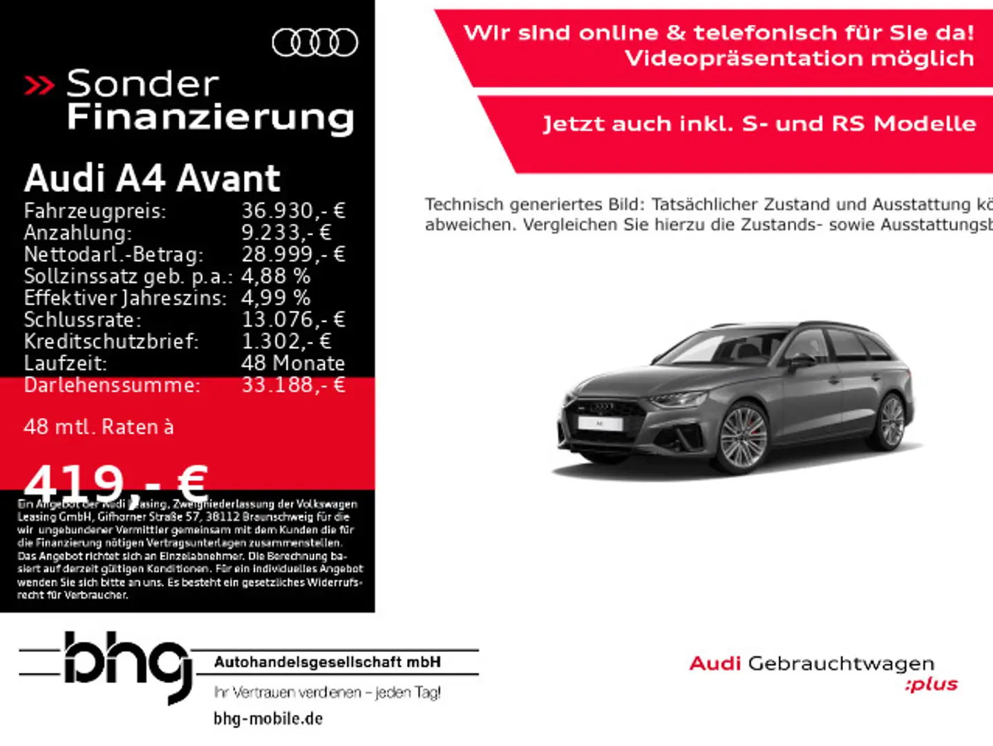 Audi A4 40 TDI quattro S tronic S line Grau - 1