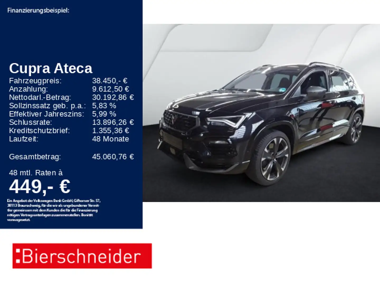 CUPRA Ateca 2.0 TSI DSG 4Drive VZ 19 AHK PANO NAVI CAM Schwarz - 1