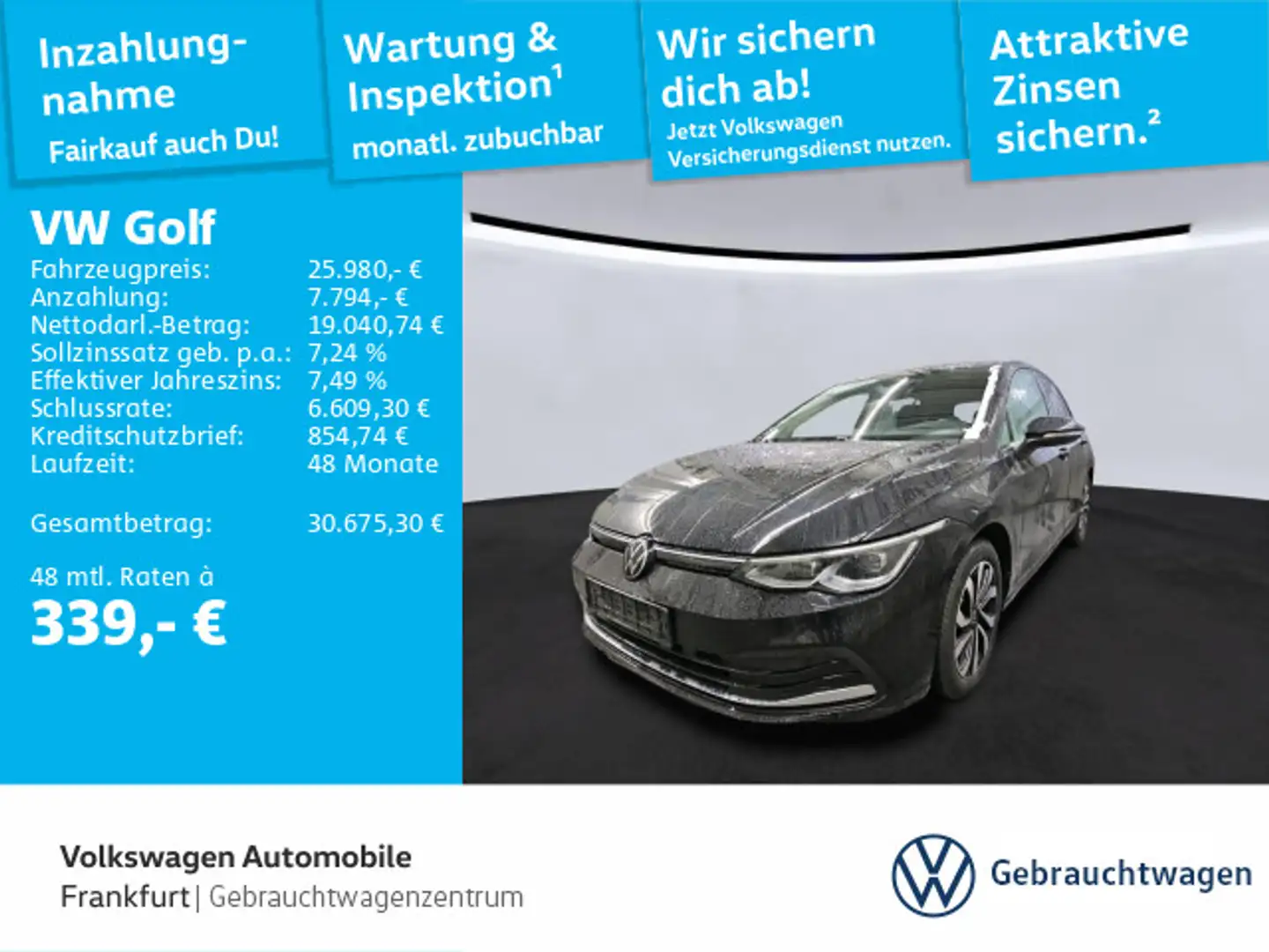 Volkswagen Golf VIII 2.0 TDI DSG Active Navi IQ.Light ACC A Schwarz - 1