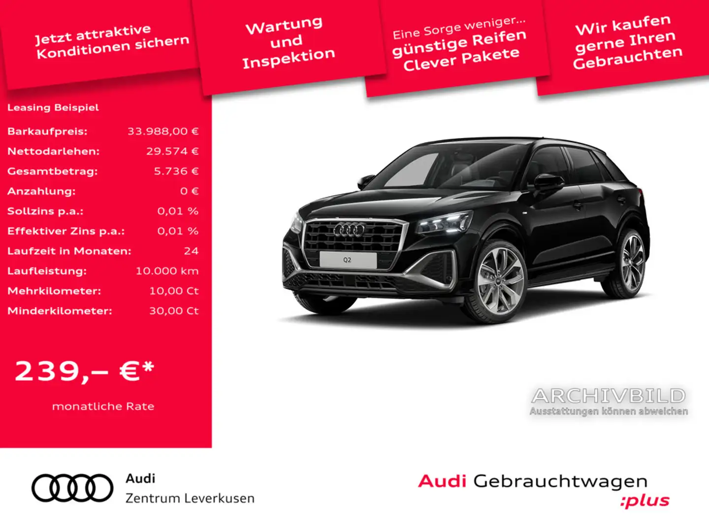 Audi Q2 1.0 30 TFSI S line MATRIX VIRT AHK SHZ KLI Schwarz - 1