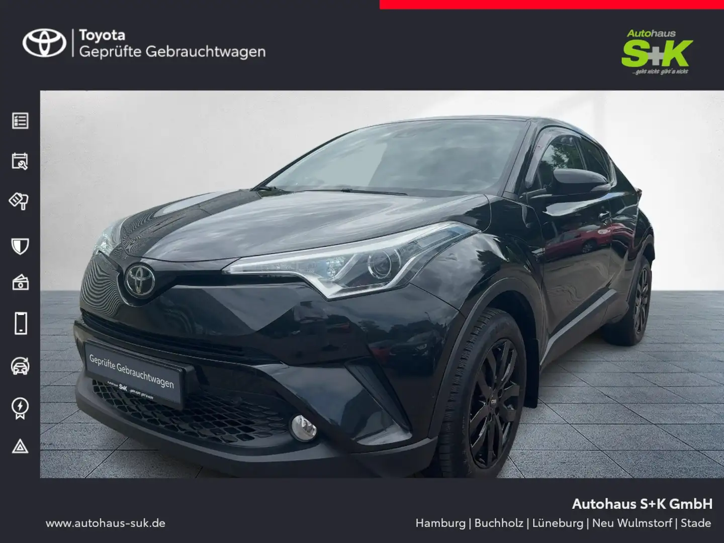 Toyota C-HR 1,2-l-Turbo, 116PS+SHZ+NAVI+TEMPOMAT+PDC+++ Schwarz - 1