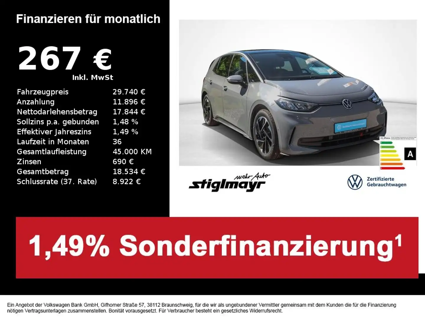 Volkswagen ID.3 Pro 150kW 62kWh *ACC*NAVI*SHZ*CAM* Grau - 1