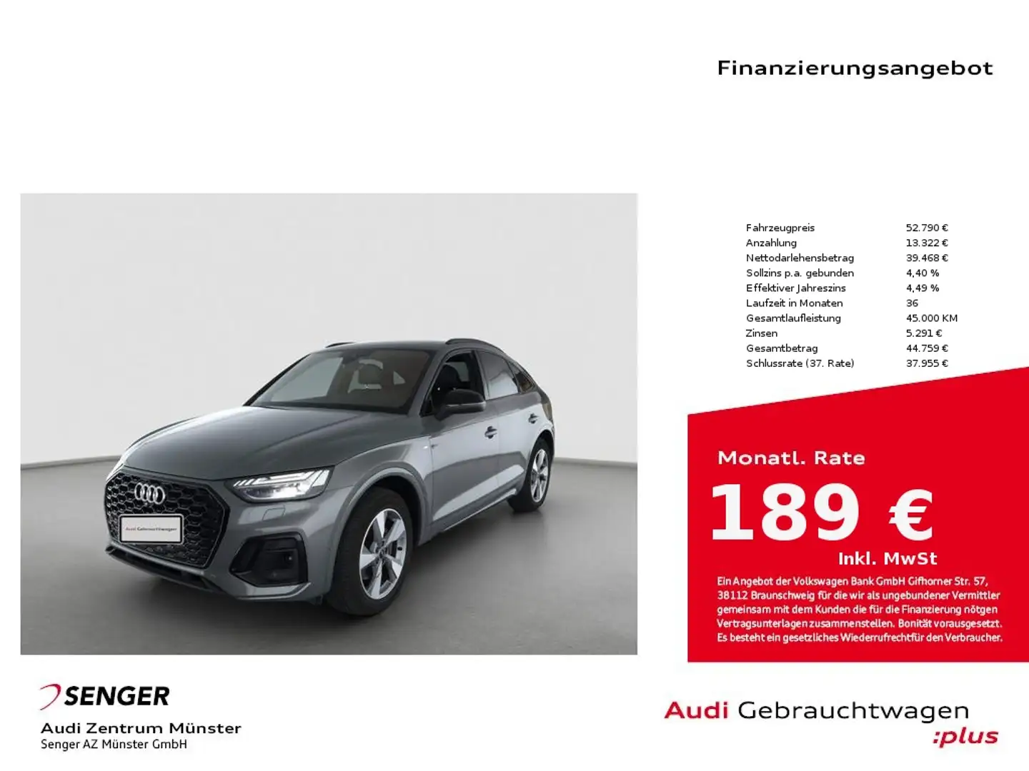 Audi Q5 Sportback S line 35 TDI S tronic Matrix ACC Grau - 1