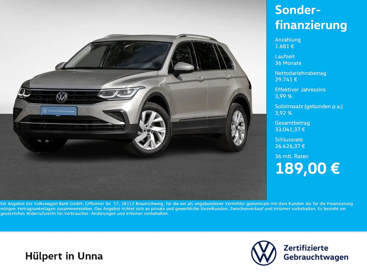 Volkswagen Tiguan 2.0 MOVE AHK CAM ACC LM18 NAVI SITZHEIZ. Argent - 1