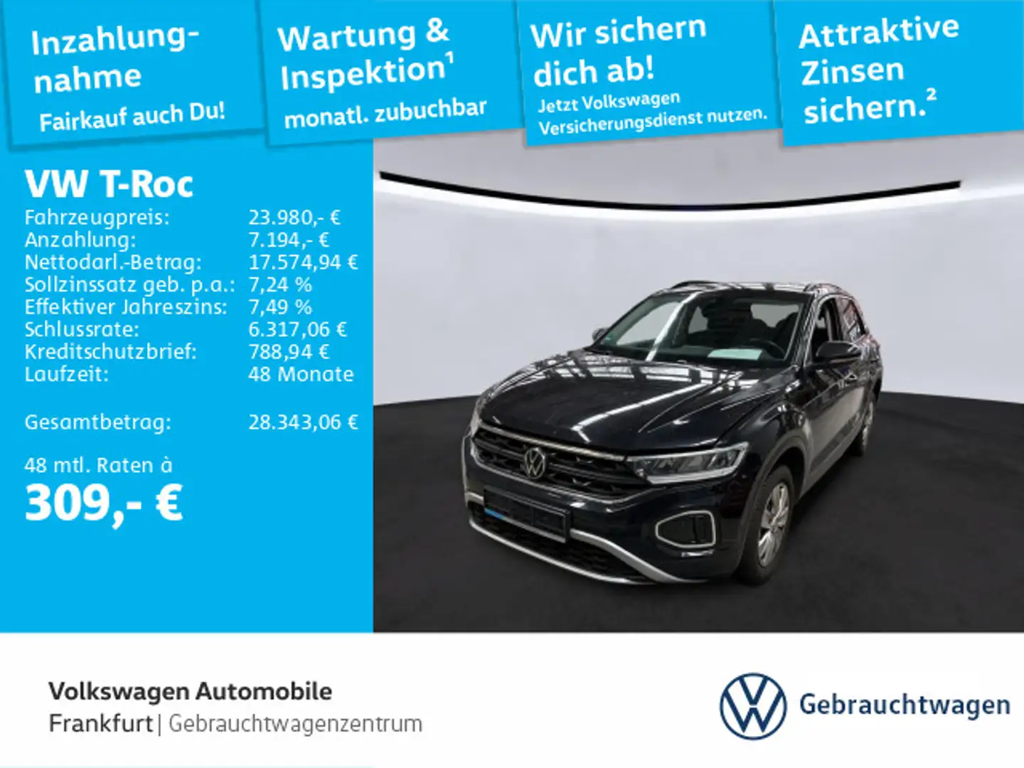 Volkswagen T-Roc 2.0 TDI DSG Life Navi LED LaneAssist Schwarz - 1