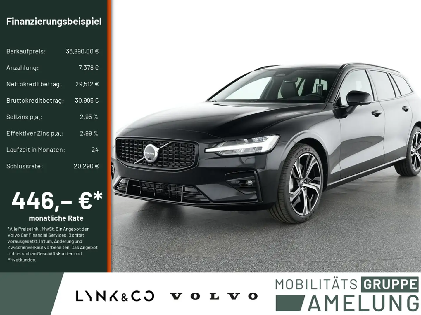 Volvo V60 B4 B Plus Dark NAVI LED H/K ACC PANO 360° Schwarz - 1