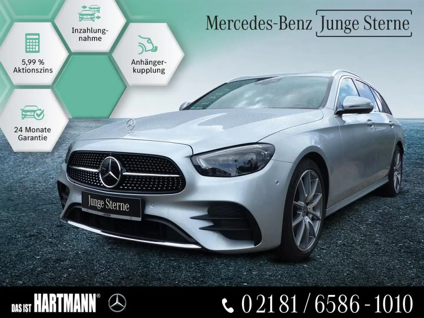 Mercedes-Benz E 400 dT 4M AMG+AHK+360°-KAM+PANO+DISTRONIC+MBUX Argent - 1