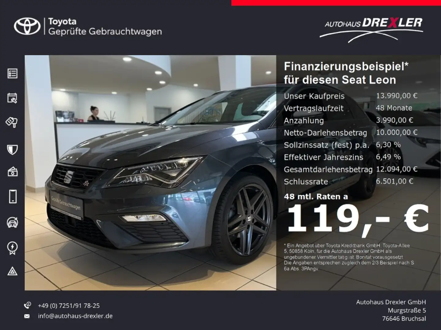 SEAT Leon FR Black (Kamera, Navi, Apple Carplay) Gris - 1