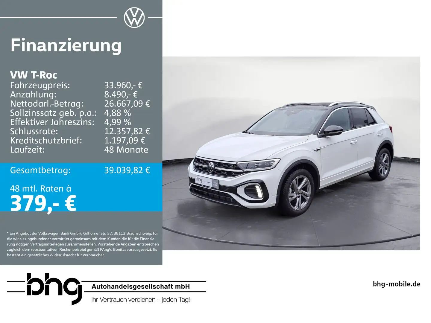 Volkswagen T-Roc 1.5 TSI OPF DSG R-Line Weiß - 1