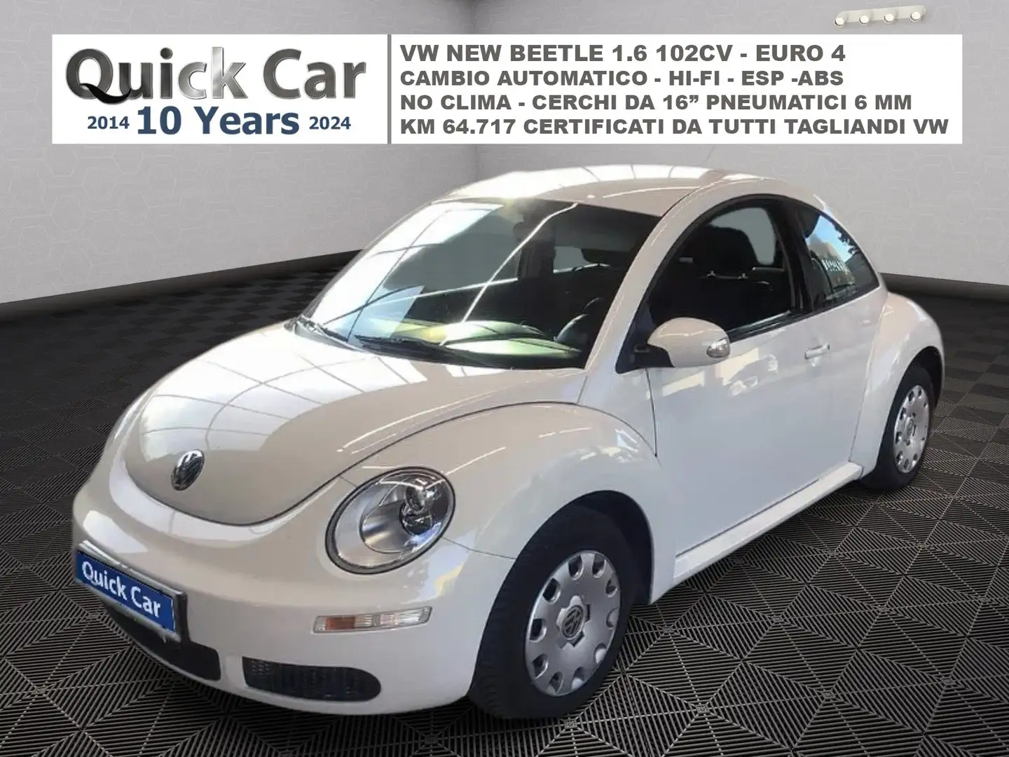 Volkswagen New Beetle 1.6 TIPTRONIC,UNIPROPR.,TAGLIANDI VW,NEOPATENTATI Bianco - 1