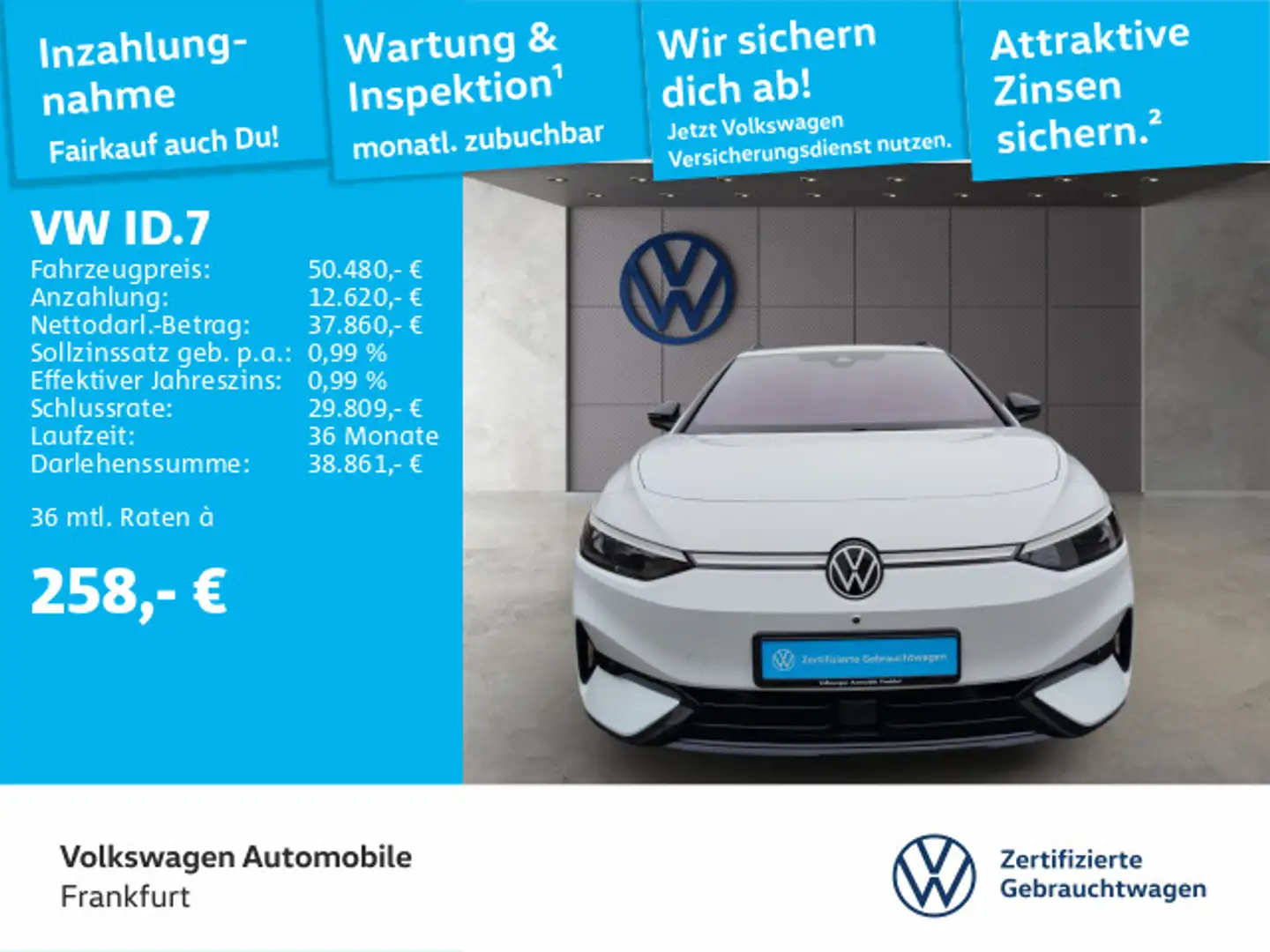Volkswagen ID.7 Tourer Pro Navi IQ.Light ACC DAB+ Weiß - 2