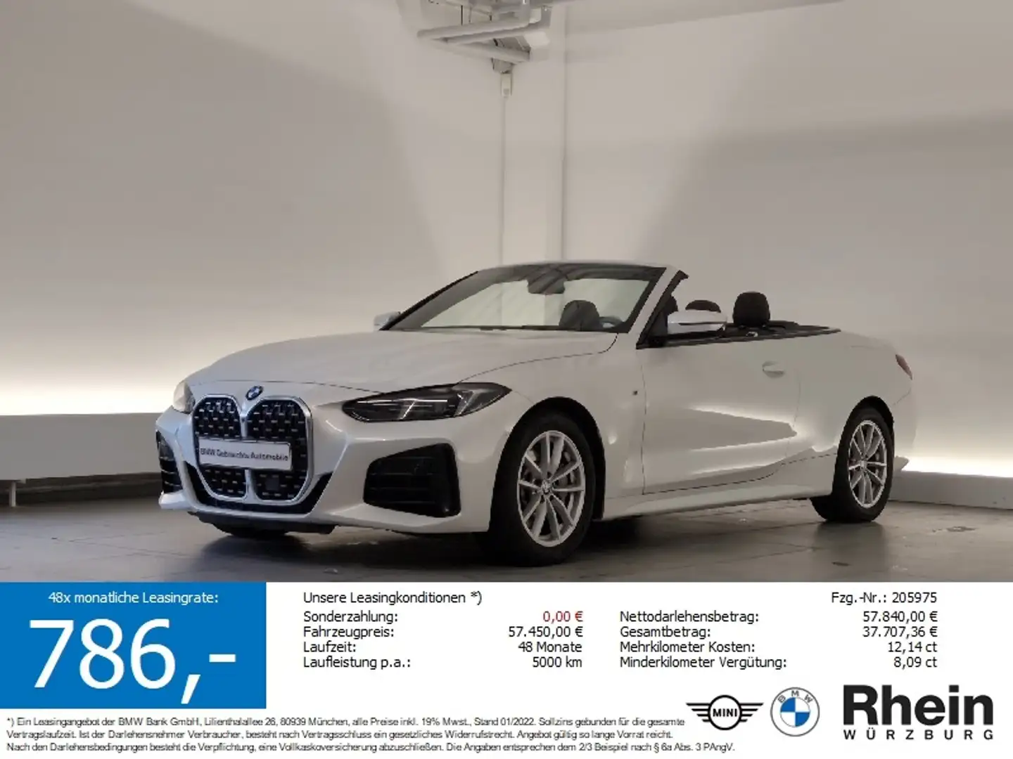 BMW 430 i xDrive Cabrio M Sport Navi/LED/RFK/ACC  HiFi/LKH Weiß - 1