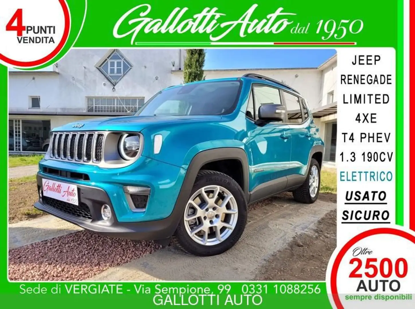 Jeep Renegade 1.3 T4 190CV PHEV 4xe AT6 Limited-PROMO GALLOTTI Blauw - 1