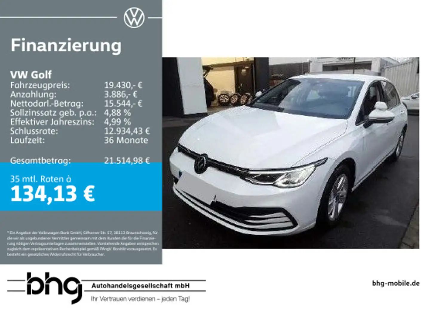 Volkswagen Golf 2.0 TDI SCR Life Weiß - 1