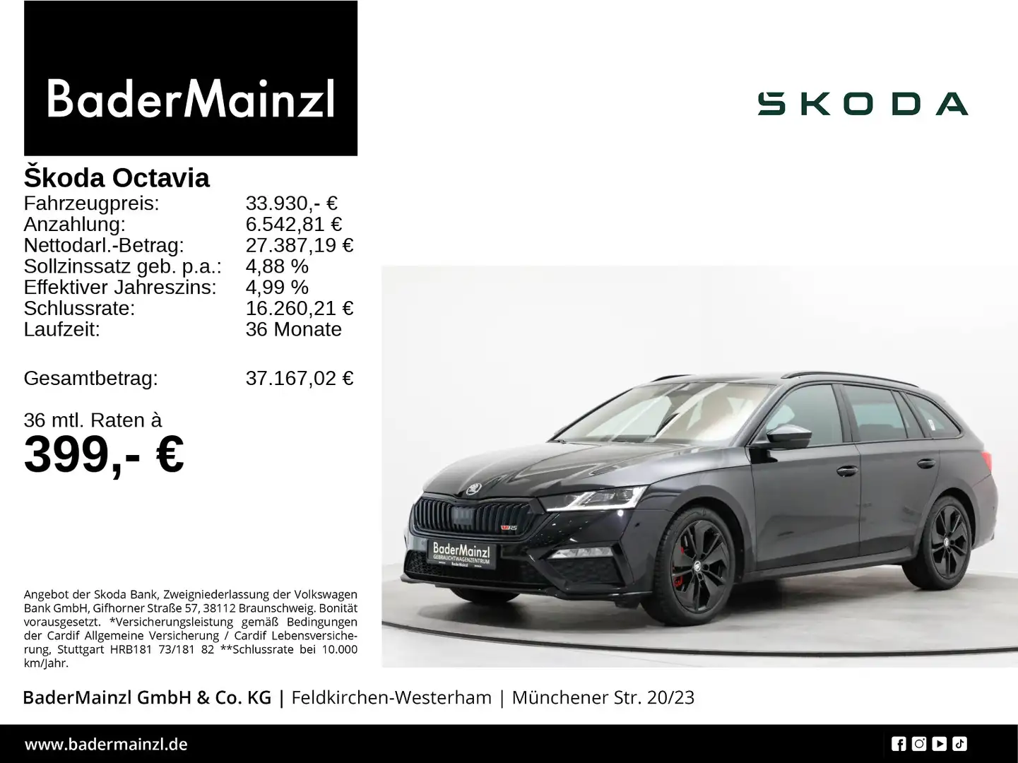 Skoda Octavia Combi RS 2.0 TSI DSG AHK HUD Matrix Kam. Schwarz - 1