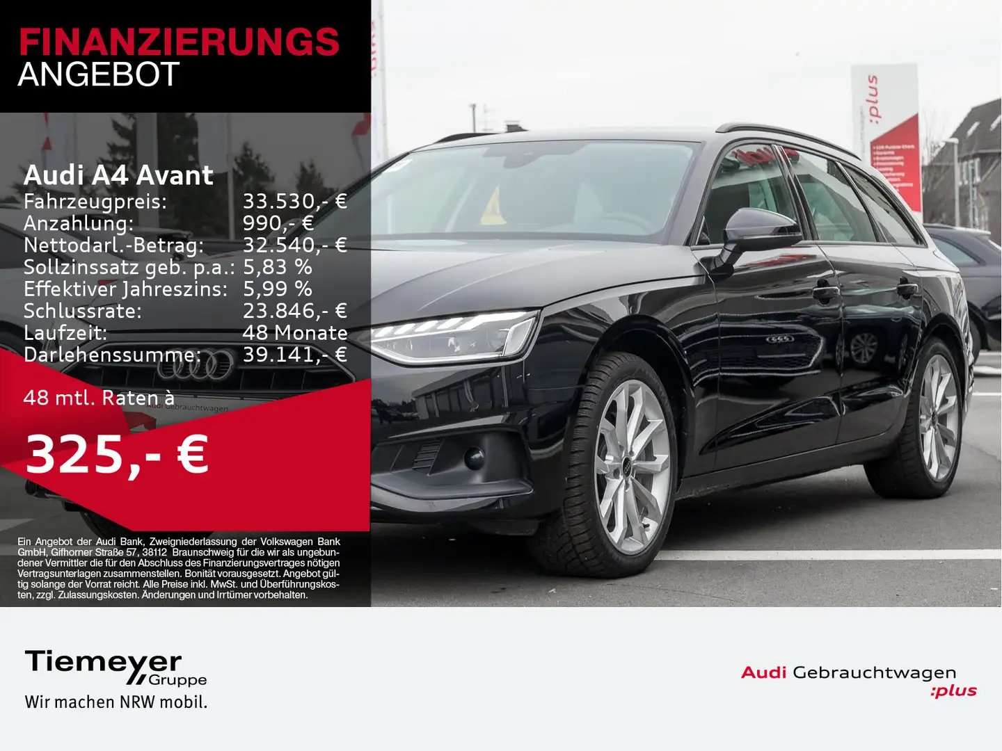 Audi A4 40 TFSI LM19 NAVI+ SITZHZ GRA AHK Schwarz - 1