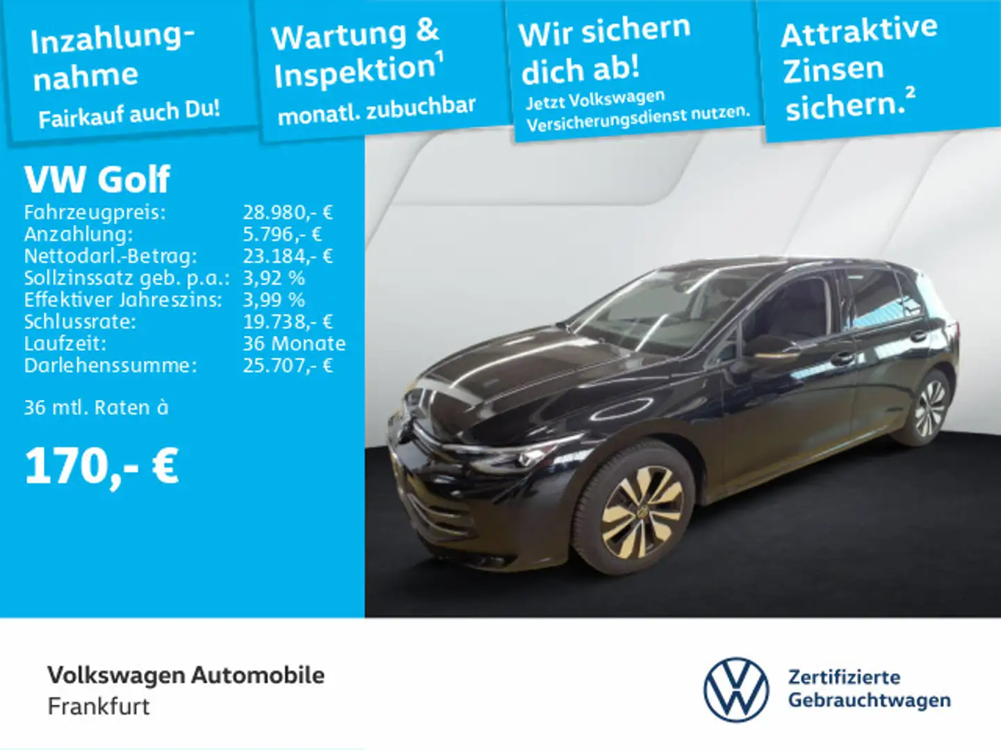Volkswagen Golf VIII 2.0 TDI DSG Goal Navi LEDPlus DAB+ Fro Schwarz - 1