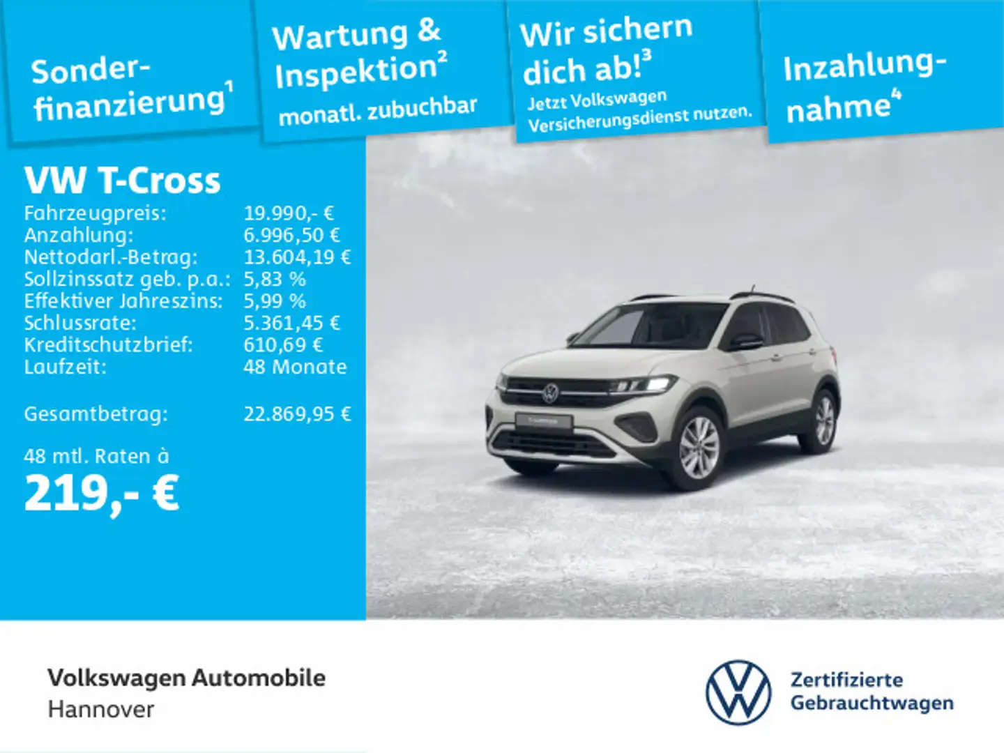 Volkswagen T-Cross 1.0 TSI Goal Navi LED ACC DigCockpit PDC Grau - 1